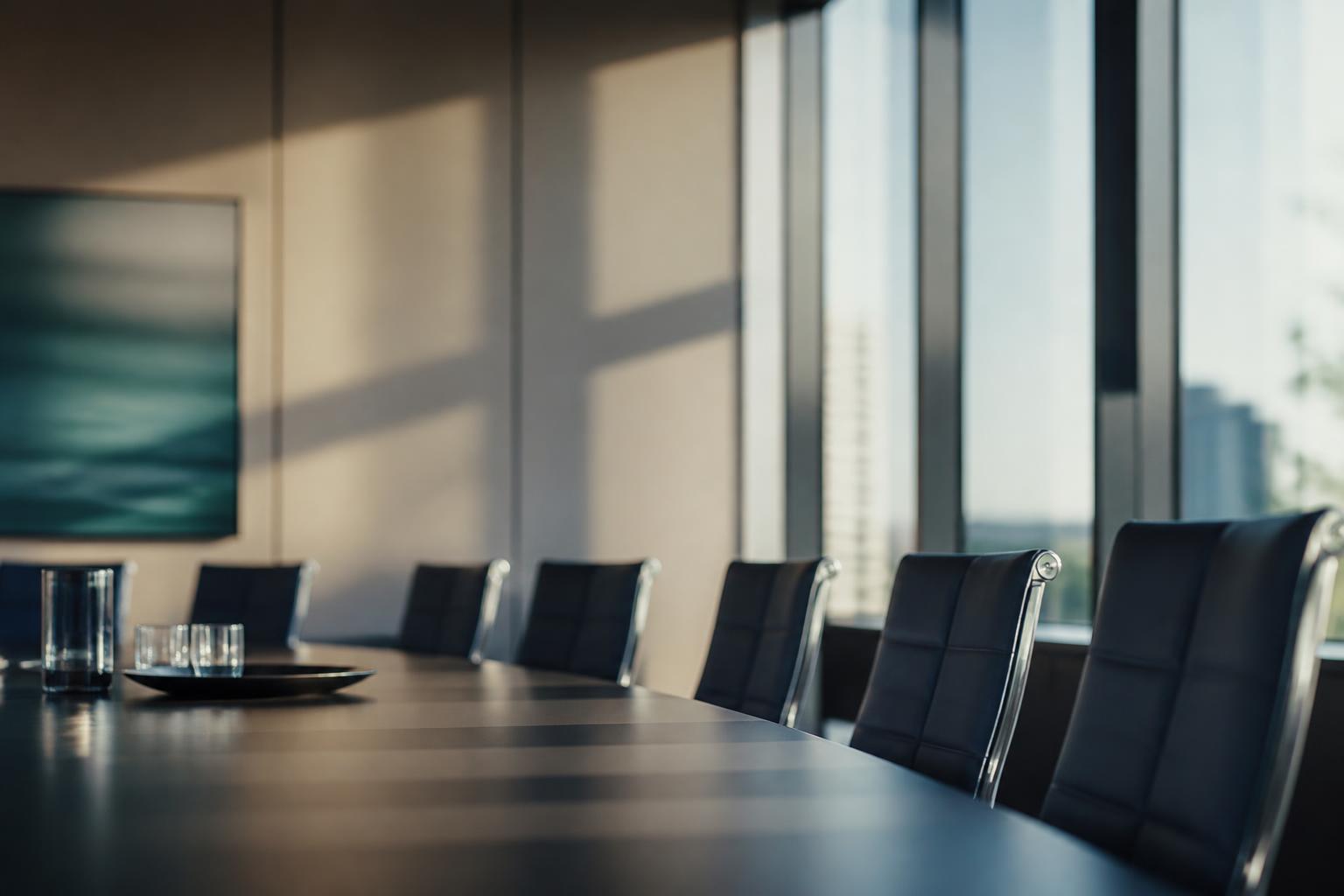 Quiet executive boardroom with soft daylight